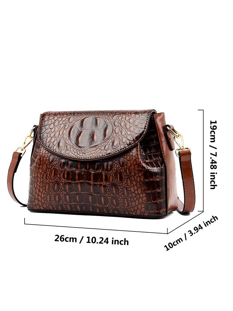 Shoulder Bags for Women Cowhide Crocodile Pattern Handbag Female Designer Luxury Crossbody Bag Vintage Retro Tote