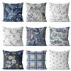 American Blue Retro Cotton Linen Single-sided Pillow Case Sofa Living Room Bedroom Cushion Pillow Home Waist Pillow