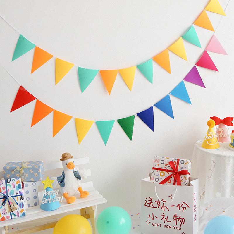 12 Flags Colorful Triangle Pennant Flags Garland Multicolor Felt Banner Bunting Flag for Home Baby Shower Birthday Party Decor 5