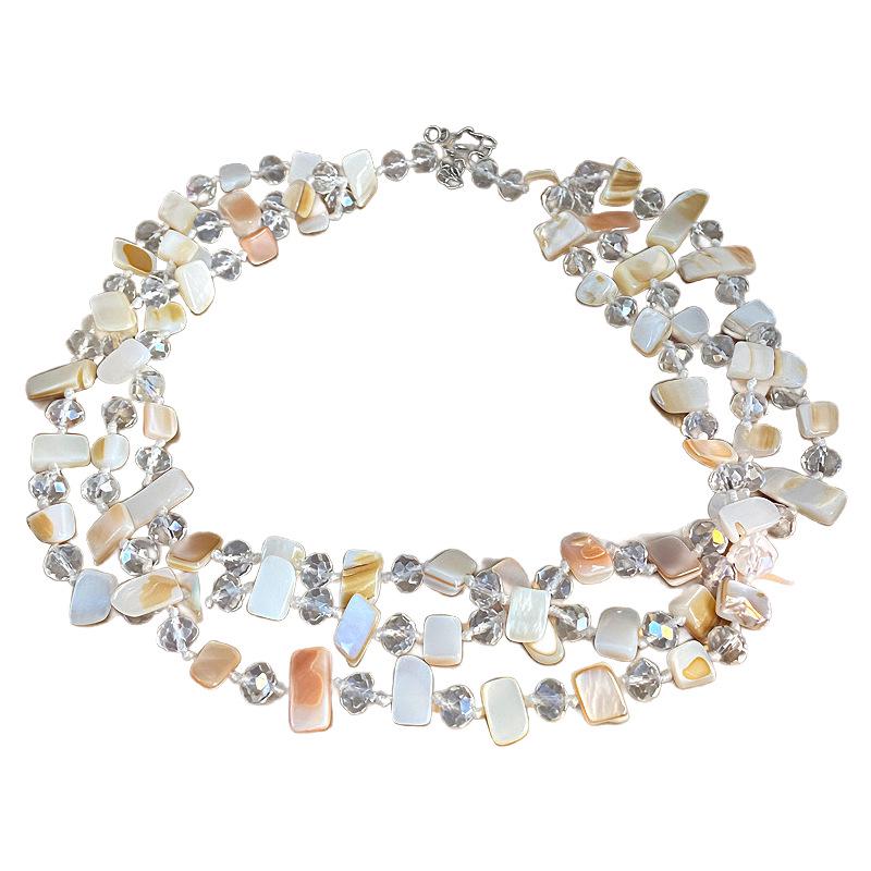 Exaggerated Bohemian Crystal Beaded Necklace - Women's Three-Layer Choker