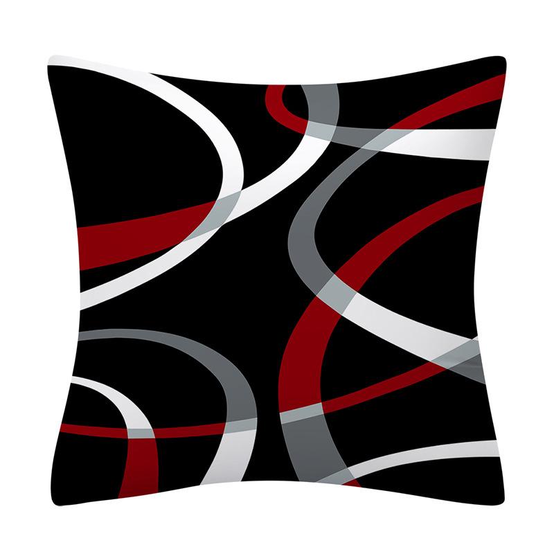 Trendige Schwarze Rote Postmoderne Abstrakte Linien Kissenbezug Polyester Mode Gestreifte Dekorative Kissen Für Sofa Sitz Home Decor