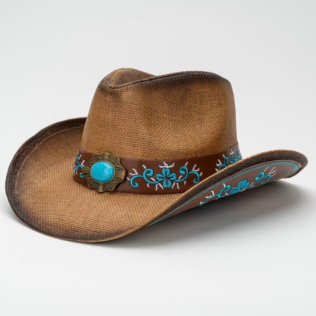 New Western Cowboy Jazz Hat Men's Outdoor UV Protection Big Eaves Sunshade Sun Protection Farm Knight Hat