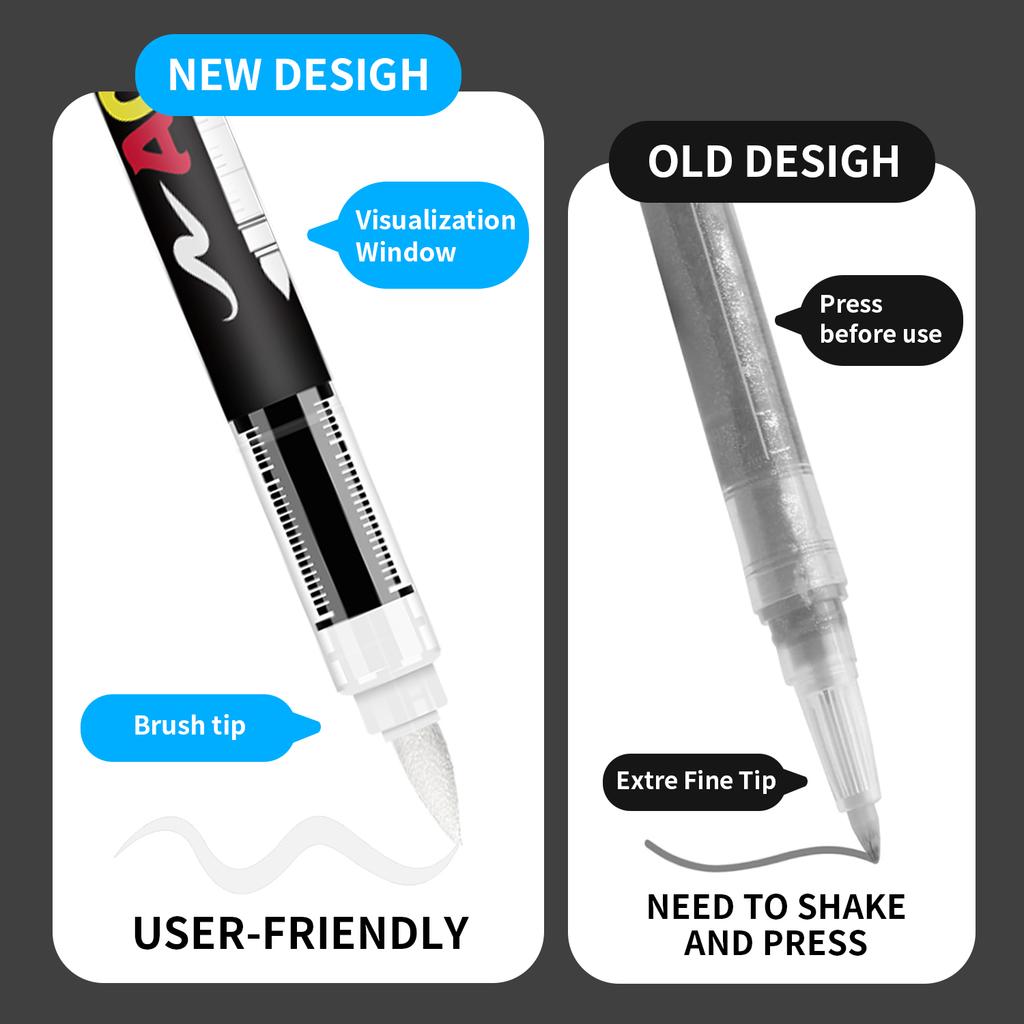 8 Stück Schwarz-Weiß Acrylfarben Marker Set, Große Tintenkapazität, Acrylmarker für Illustration, Skizzieren, Holz, Glas, Fab