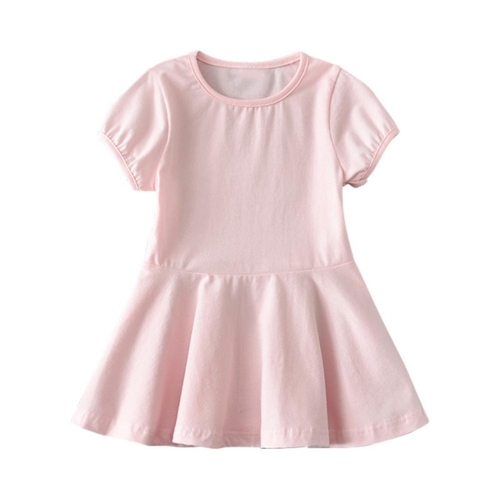 Ensfarget jentekjole Førskolekortermet kjole Skateboardkjole