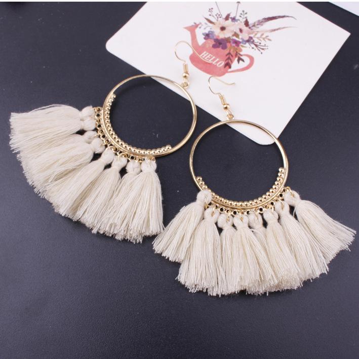Women Fashion Bohemian Style Earrings Long Tassel Eardrop Dangle Earrings Jewelry