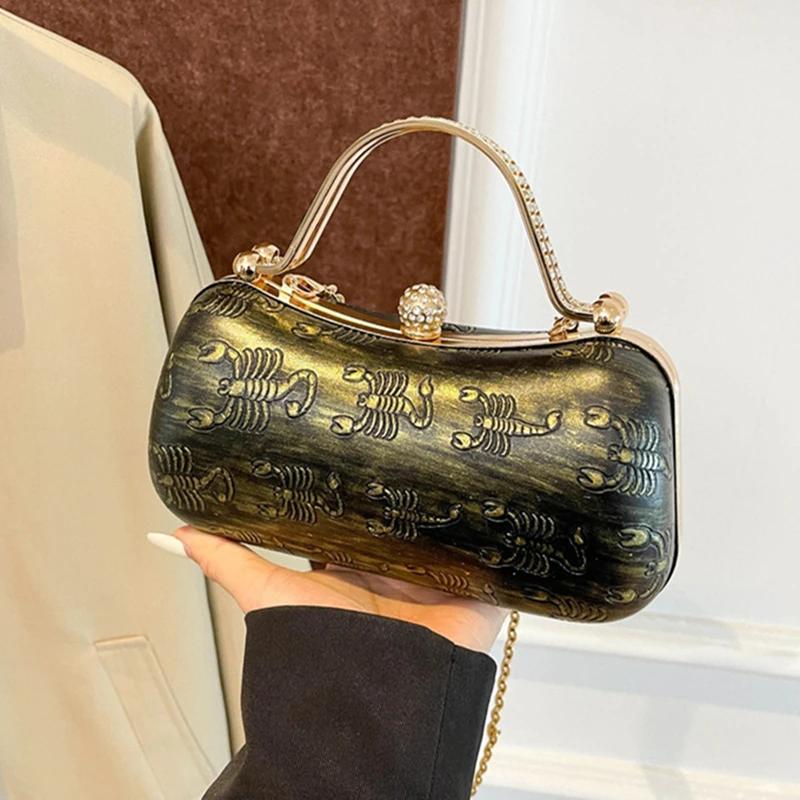 Luxuriöse Leder-Clutch für Damen Diamant feminine Tasche mehrlagig Schulter Crossbody modisch bedruckt