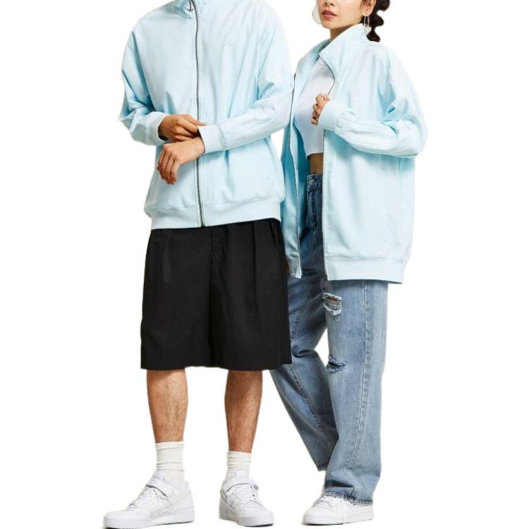 adidas Jednobarevná bunda s límcem a dlouhým rukávem Pánské svrchní oblečení Světle modrá HK2916
