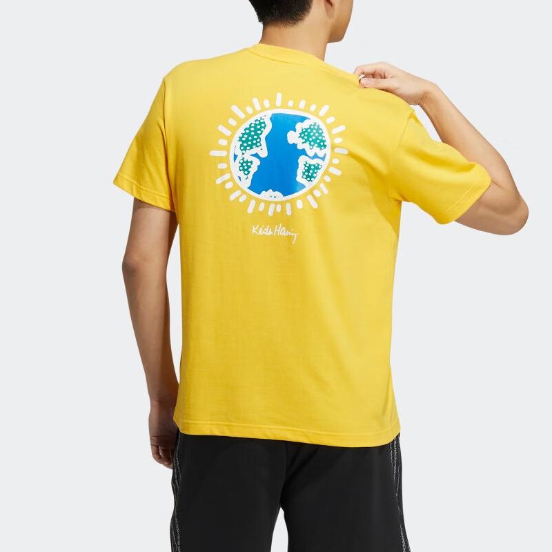 Adidas Neo Geometric Logo Print Sports T-Shirt Men Tops Solar-Yellow HD7270