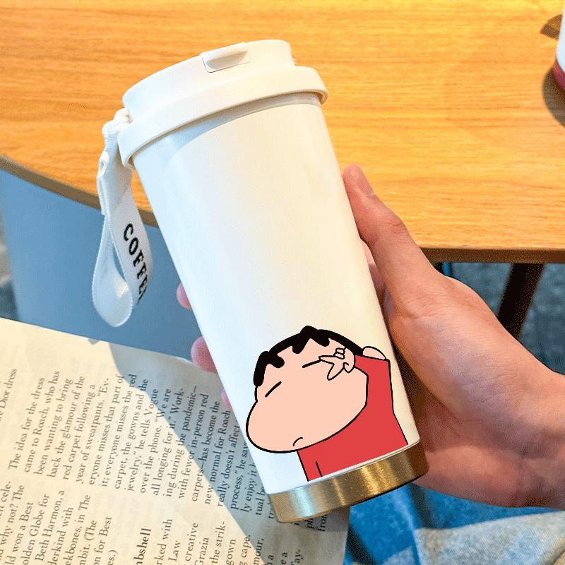 Cute crayon Xiaoxin thermos cup 111 stainless steel student portable water cup with its own straw coffee cup high value
