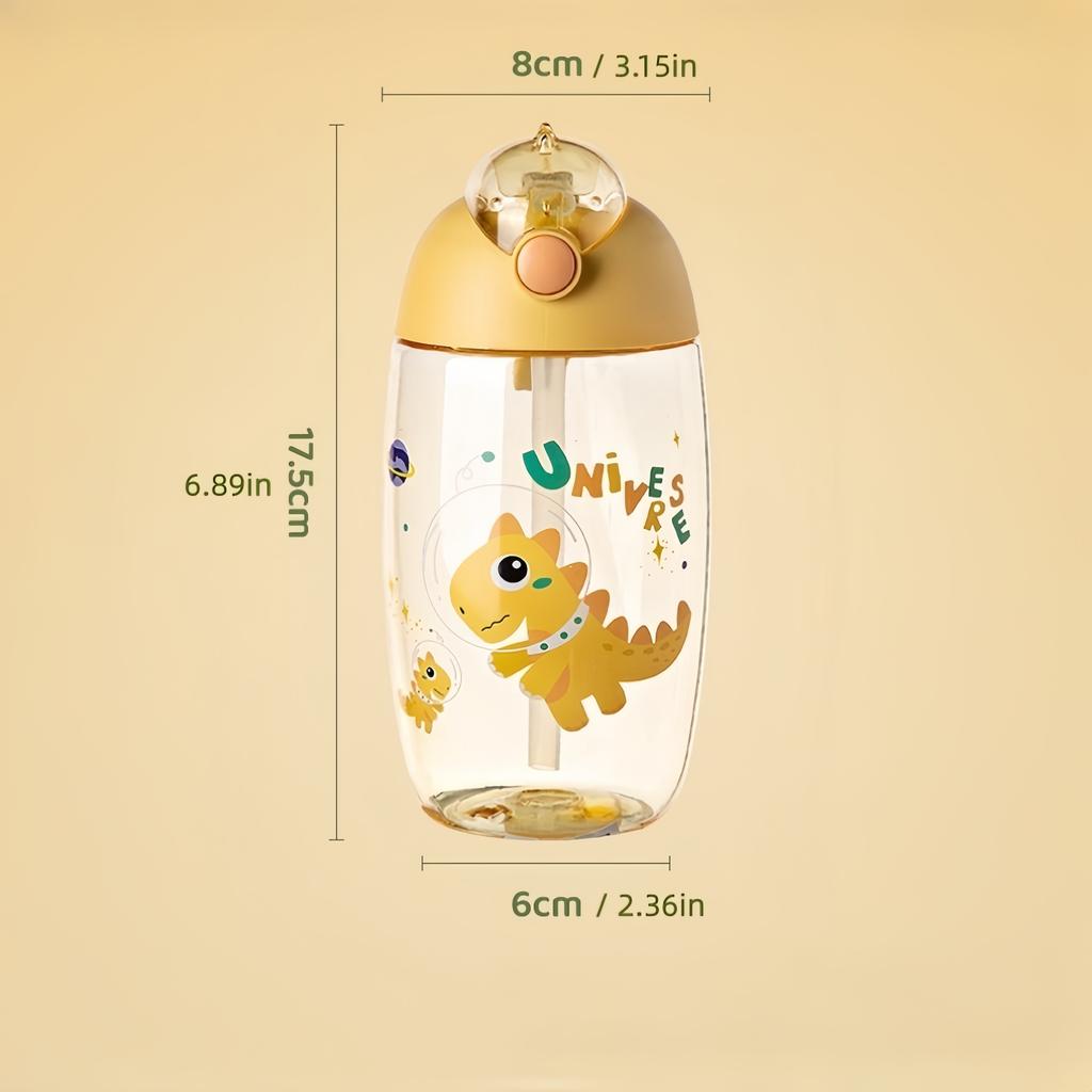 600ml Niedliche & Langlebige Cartoon-Dinosaurier-Trinklernbecher BPA-Frei Tragbare Outdoor-Wasserflasche Kreativer Fütterbecher Mit Strohhalmen Und Deckeln