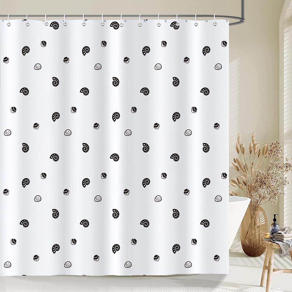 Black And White Modern Simple Shower Curtain Home Bathroom Decoration Printing Polyester Fabric Bath Curtains With Hooks