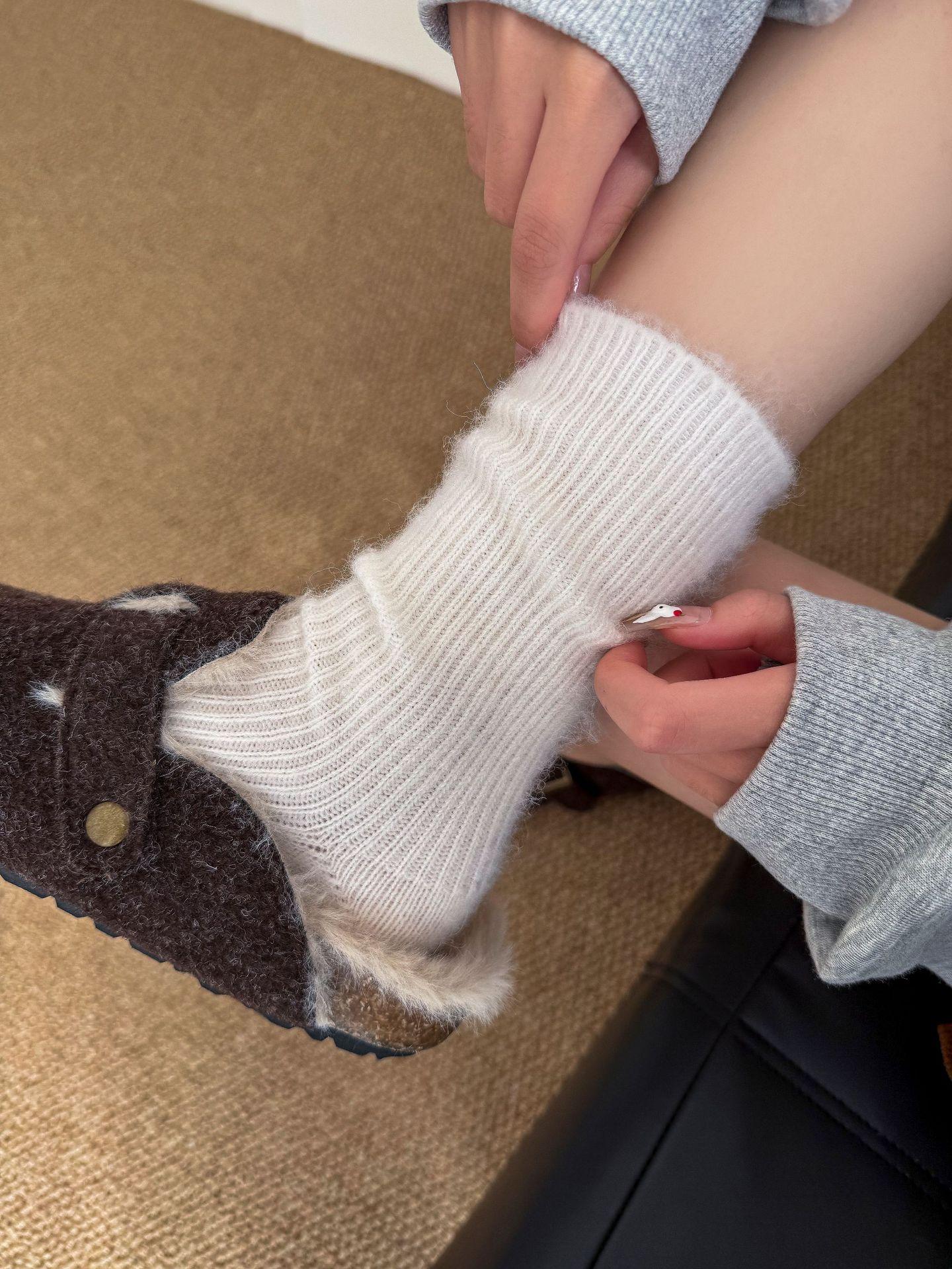 Wool Socks Ji Maillard Mid-Leg Socks Thickened Warm Cashmere Stockings Winter Birkenstock Piles Of Socks