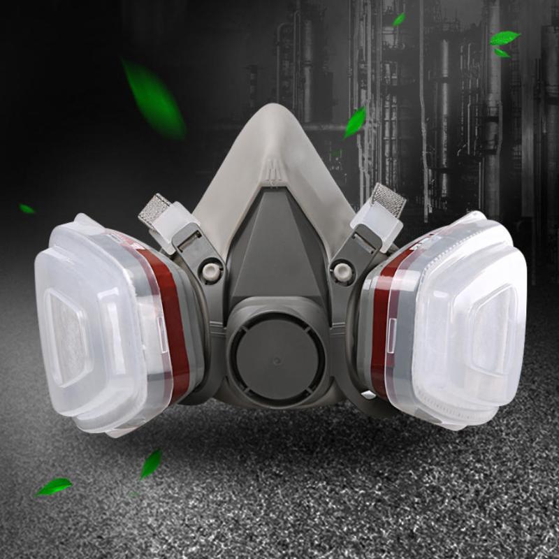 Paint Spraying 6200 Dust Gas Respirator Mask 15in1 Half Face Reusable Safety Gear for Construction DIY Projects