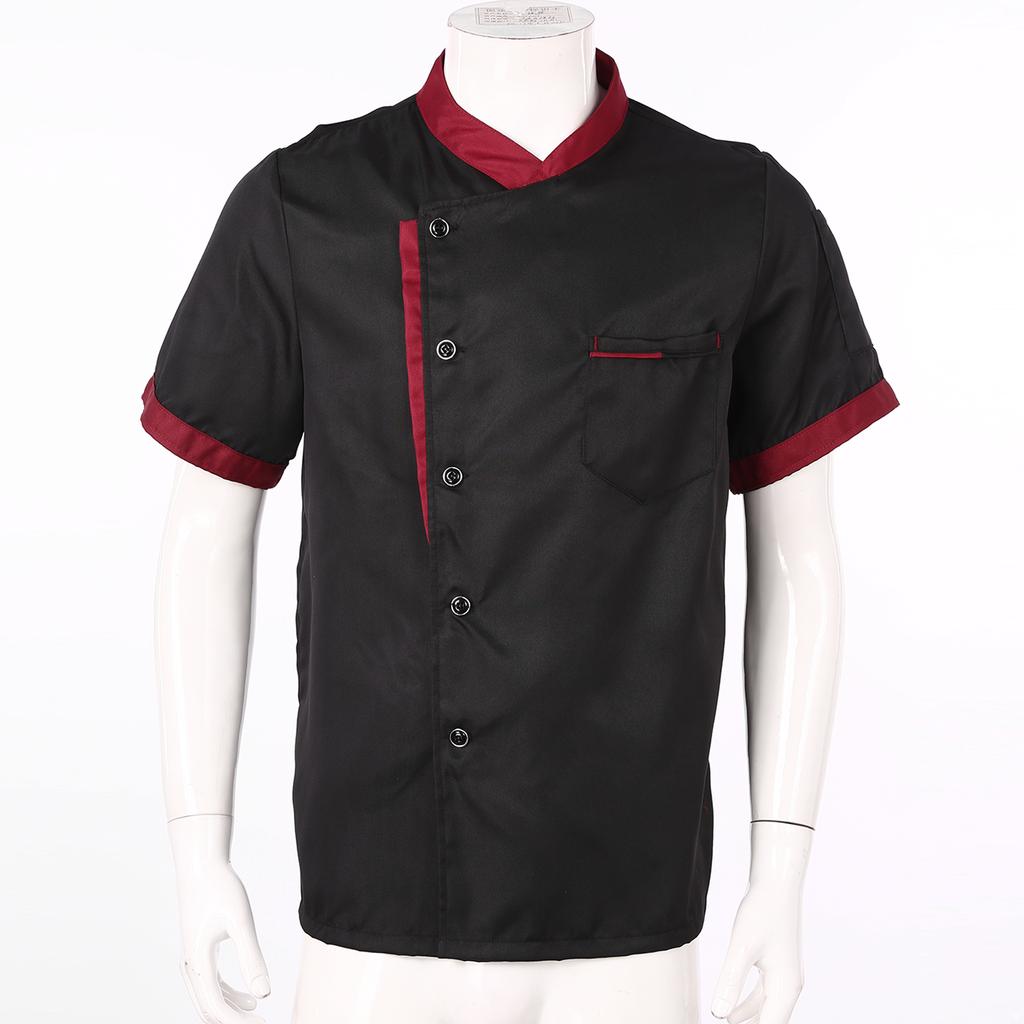 Mens Womens Unisex Short Sleeve Chef Coat Breathable Button Cook Jacket Bakery Canteen Restaurant Hotel Kitchen Uniform