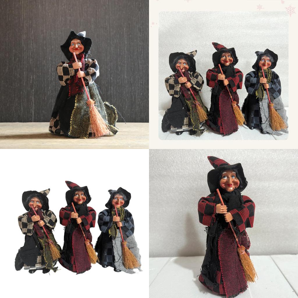 Halloween Witch Figure With Fabric Dress For Haunted Room Atmosphere Decoration