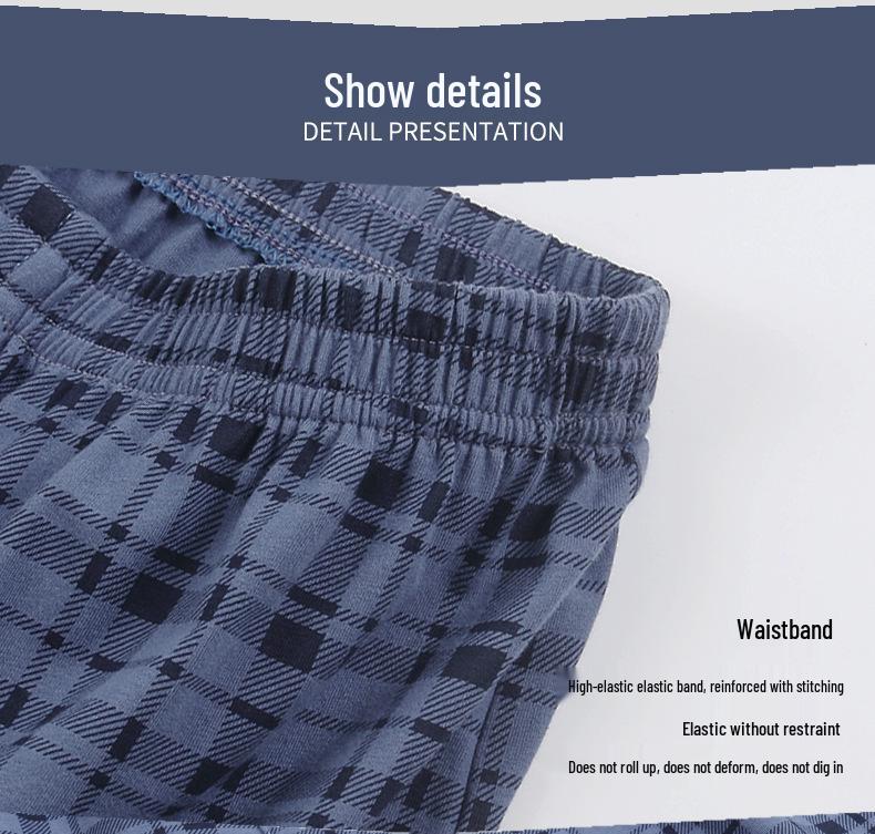 Aro Men's Plus Size High Waist Pure Cotton Plaid Boxer Shorts