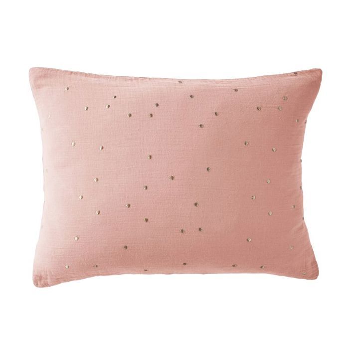 Taie d'oreiller Pois Doré Déco "Gaïa Chic" 60 x 60 cm &amp; 50 x 70 cm "Gaze de Coton" - Gaïa Chic Rose Pêche - 50 x 70 cm