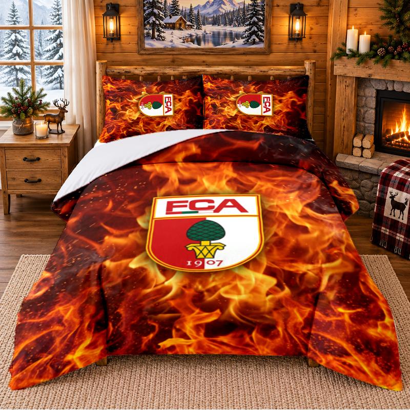 Printed 3Pcs Bedding Set FC Augsburg FC Pattern Bed Sheet Pillowcase For Bedroom Decor