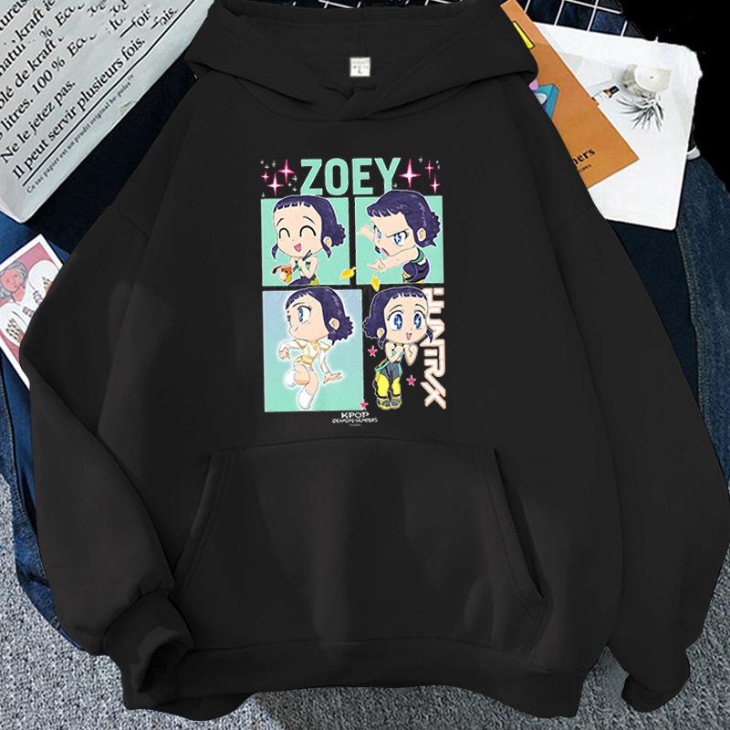 Cartoon Kpop Demon Hunter Printed Hoodie Women Men Hooded Pullover Hip Hop Y2k Fall Winter Long Sleeves Fleece Soft Streetwear