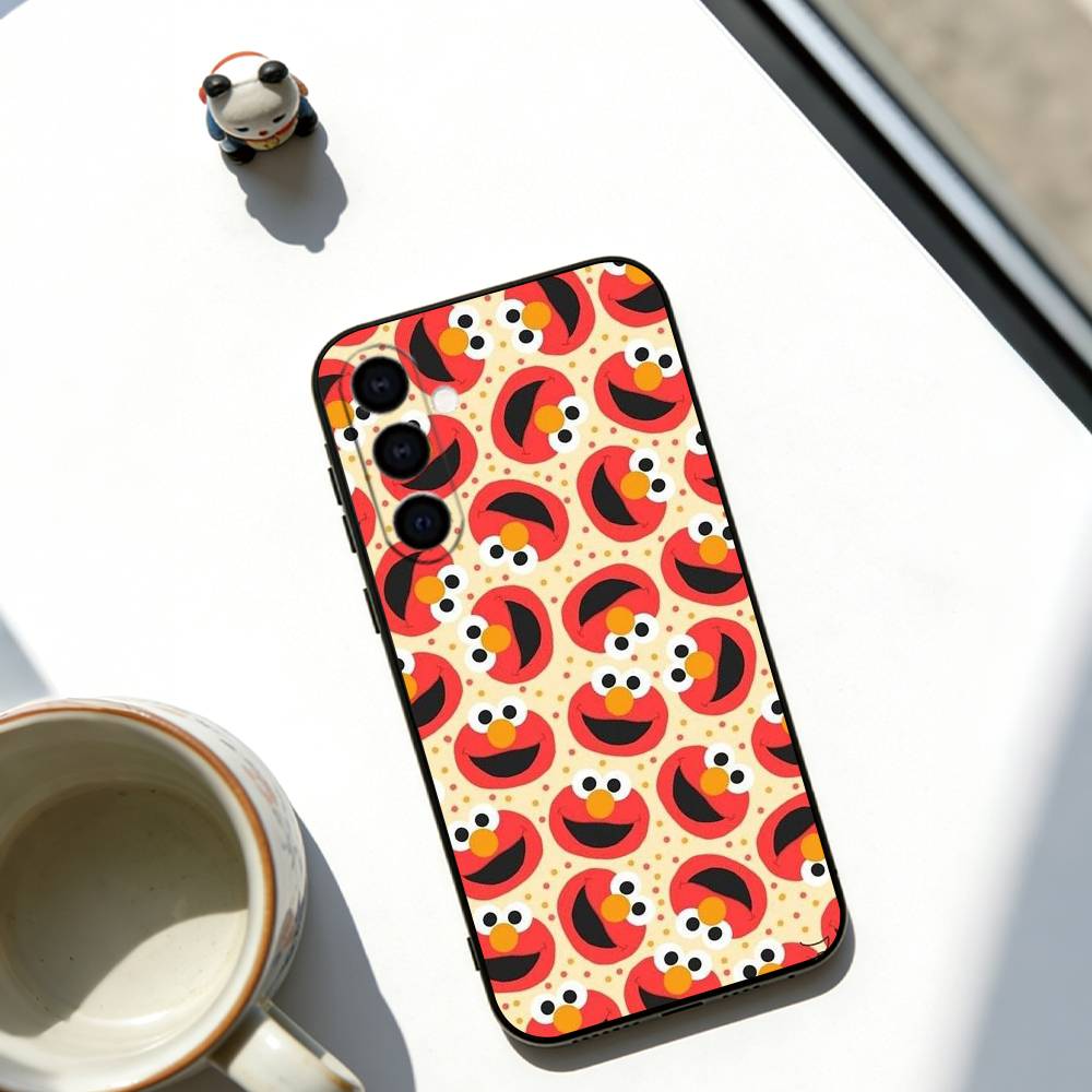 Cut Cartoon E-Elmo Phone Case For Samsung Galaxy A73,A72,A71,A70,A53,A52,A51,Soft Black Cover