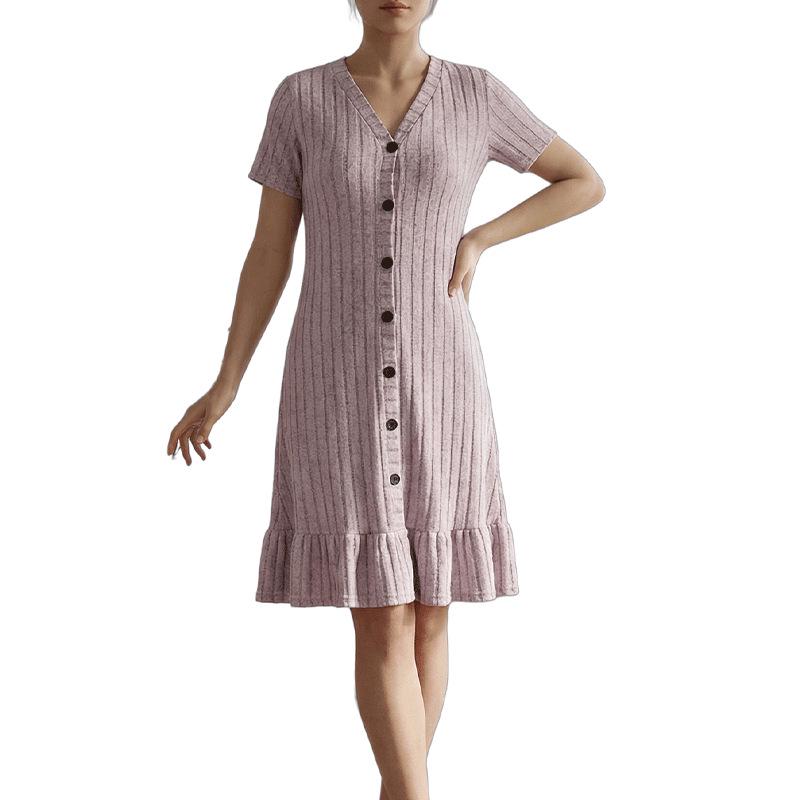 Ribbed V-Neck Women's Cardigan & Sleepdress – Comfortable, Simple, Versatile Homewear