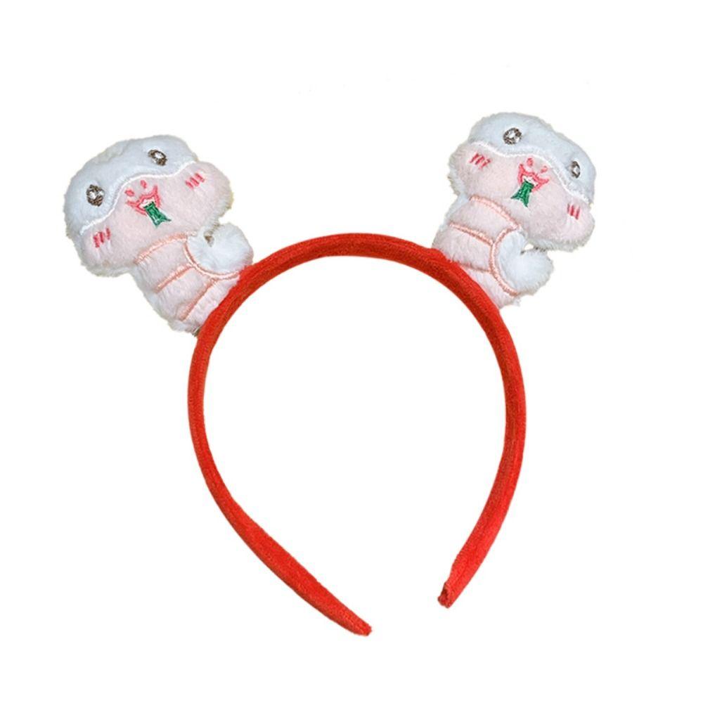 Hairpin New Year Pendant Red Hairband Plush Snake Year Headband Cute New Year Headdress  Prom Props