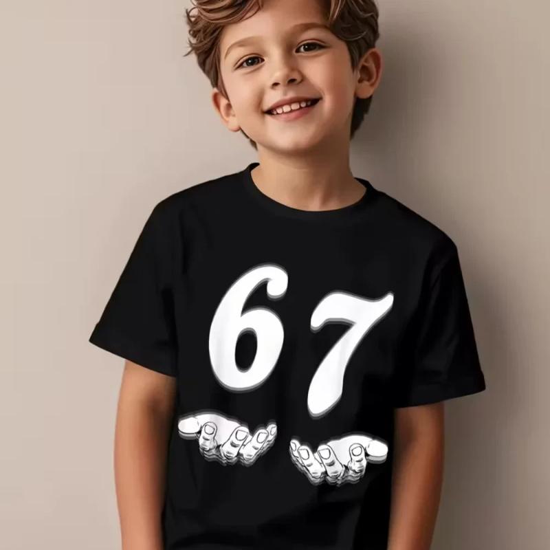 Kids Fun Digital Summer Short Sleeve T-Shirt Cotton Loose Comfortable Top Street Fashion Casual Trendy