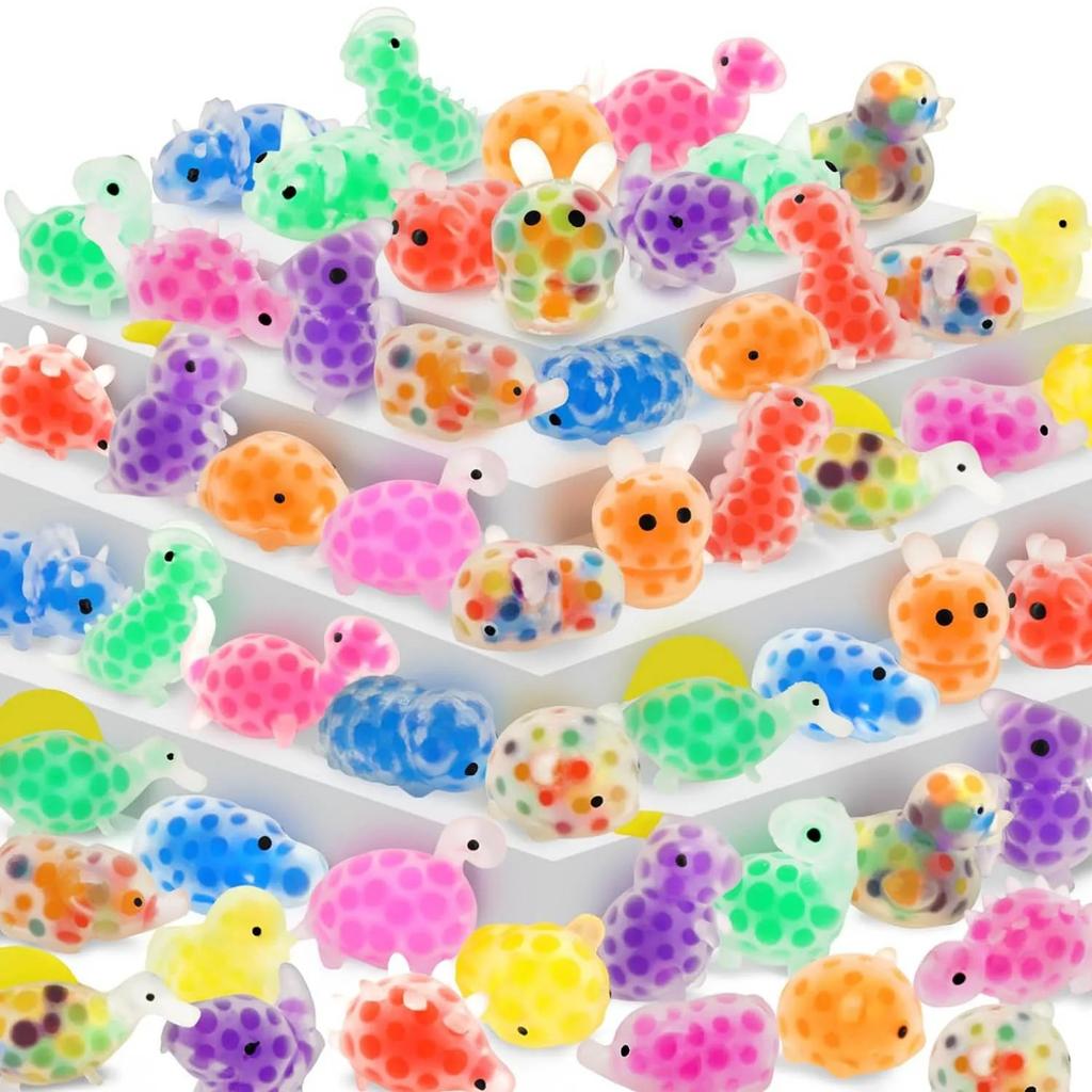 Mini Animal Squishies - Small Fidget Stress Balls Bulk Pack for Party Favors, Classroom Prizes & Sensory Play