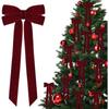 5Pcs Velvet Christmas Bow Ornament Solid Color Xmas Hanging Pendant  Christmas Decor