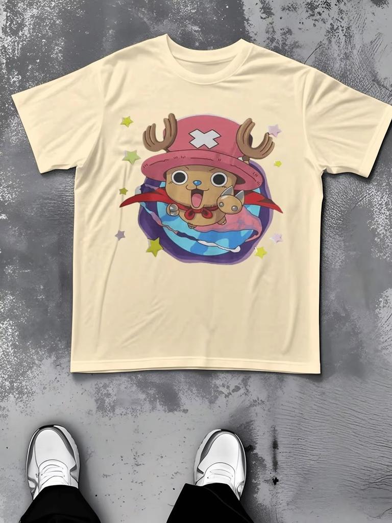 One Piece Jabo Pattern Tshirt  Mens Style  Summer 2026 Casual Street Style  Anime Print  Loose Top