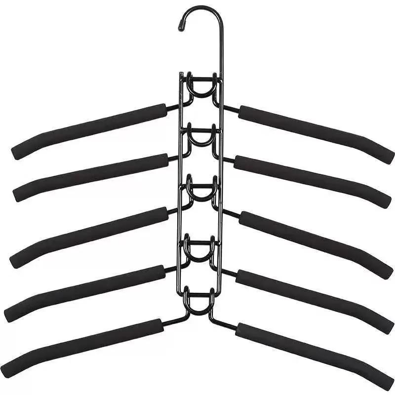 Heavy-Duty Space-Saving Clothes Hanger - Multi-Layer Metal Garment Organizer with Non-Slip Foam Pads Sturdy Closet Hanger чёрный