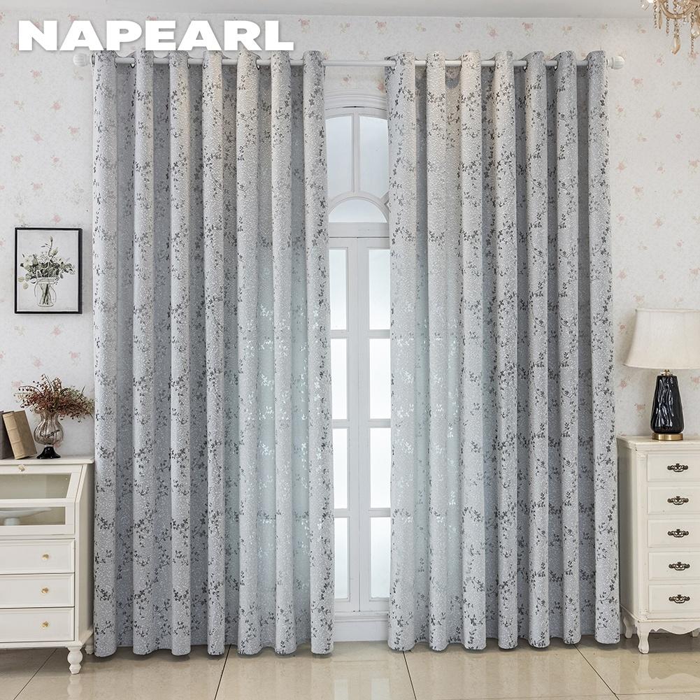 1PC NAPEARL Vintage Rural Style Jacquard Curtains, Gray Rattan Vine Branch Leaf Sheer Curtain for Bedroom Living Room Home Decor