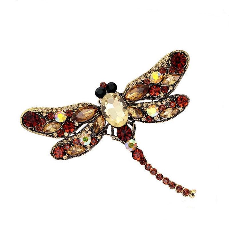 European Retro Dragonfly Brooch Scarf Buckle - Fashionable Oversized Lapel Pin