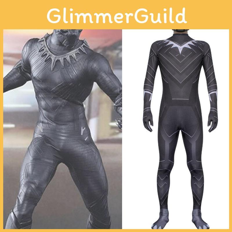 Premium Quality 2018 Halloween Costume Black Panther Necklace Jumpsuit Mask Ensemble