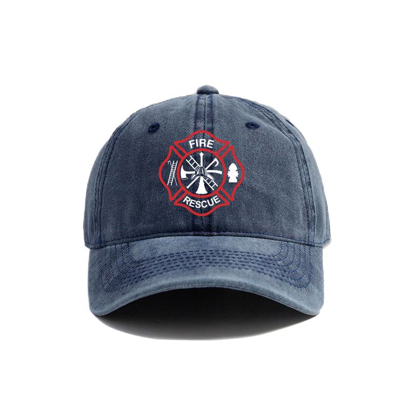 Fire Rescue Baseball Cap Women Men Outdoor Firefighter Fireman Caps New Distressed Dad Hats MZ465