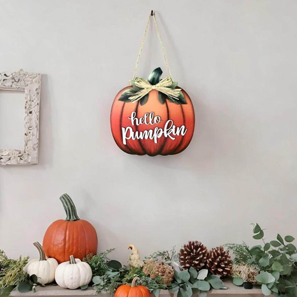Fall Sign Pumpkin 10x12inch Wood Door Hanger Welcome Hanging for Autumn