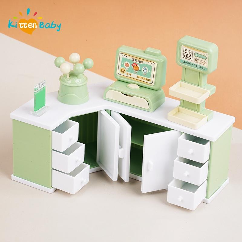 1:12 puppenhaus Miniatur Kassierer Zähler Lagerung Schrank Modell Supermarkt Decor Spielzeug Puppe Haus Zubehör
