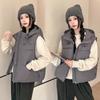 Kapuzenweste kurz aus Baumwolle Damen Herbst und Winter Daunen Baumwolle Weste Jacke Weste