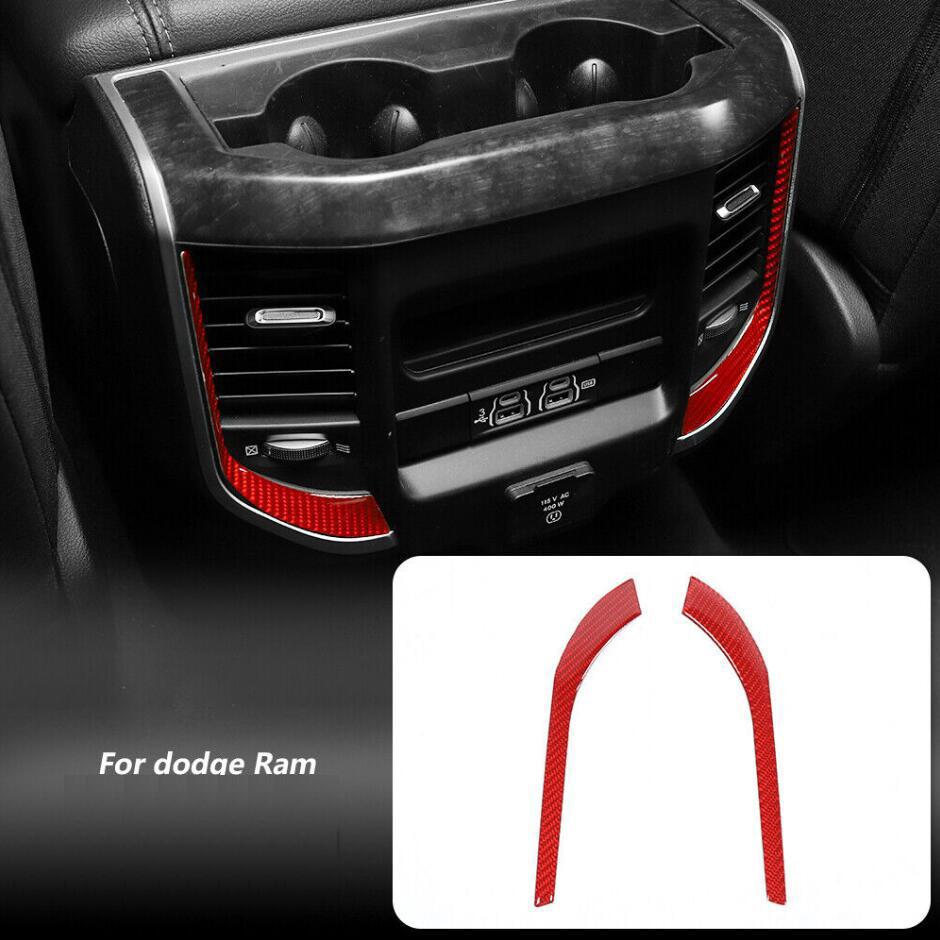 For 2019-2022 Dodge RAM 3500 Red Carbon Fiber Rear Air Conditioner Vent Trim 2P