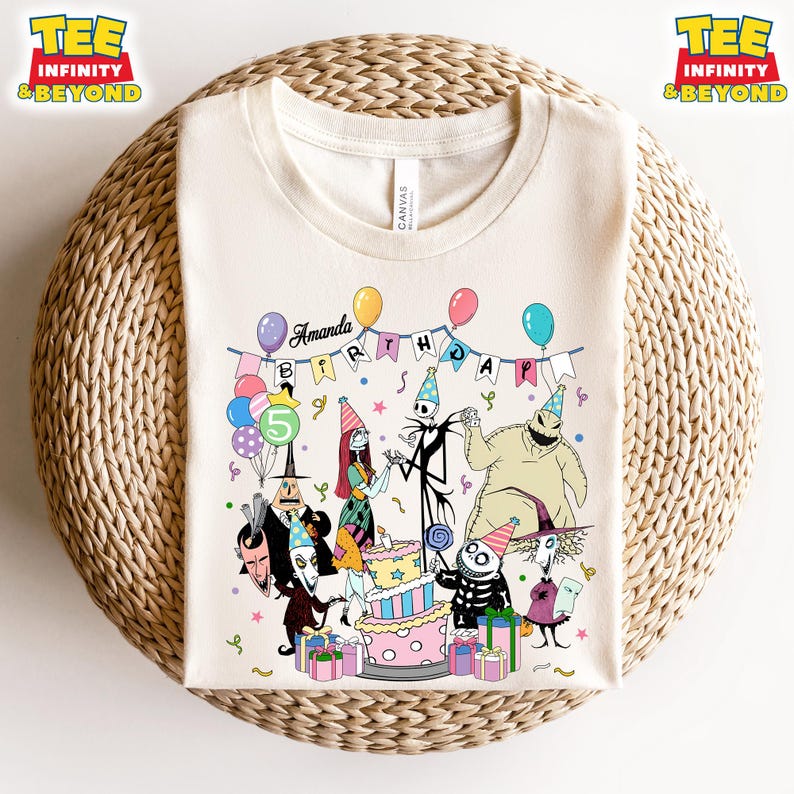 Custom Name The Nightmare Before Christmas Birthday T-Shirt, Disney Halloween Birthday Tee, Nightmare Before Christmas Matching Birthday Tee 160