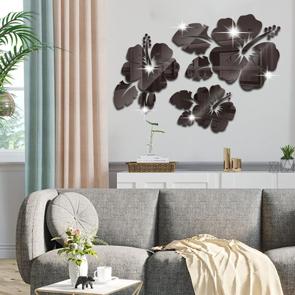 Flower Mirror Wall Stickers Diy Acrylic 3d Decorative Miroir For Home Living Room Bedroom Decor