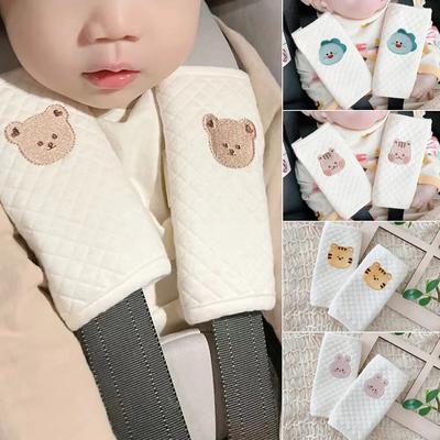 2Pcs Baby Car Safety Seat Belt Cover Cotton Cute Bear Bunny Neck Shoulder Protector Kids Children Seat Belt Protective Cover