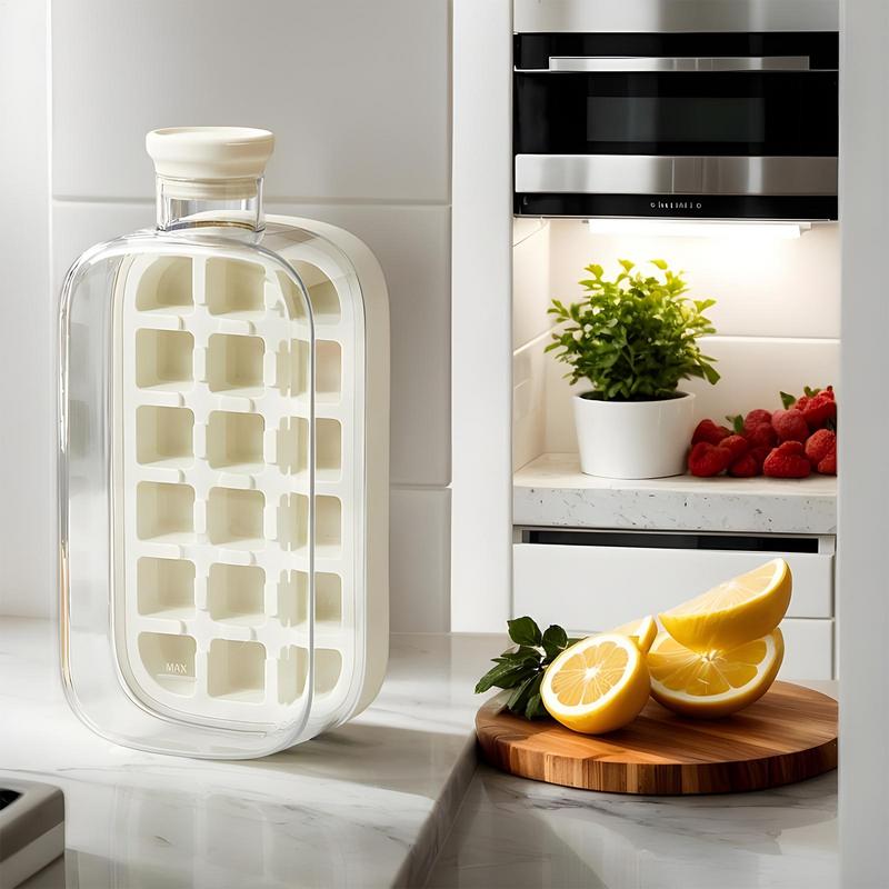 2-in-1 800ML Pressing Water Bottle IceCube Tray Block Mold With Straw IceCube Making Mold Kitchen Bar Accessories Ice Maker