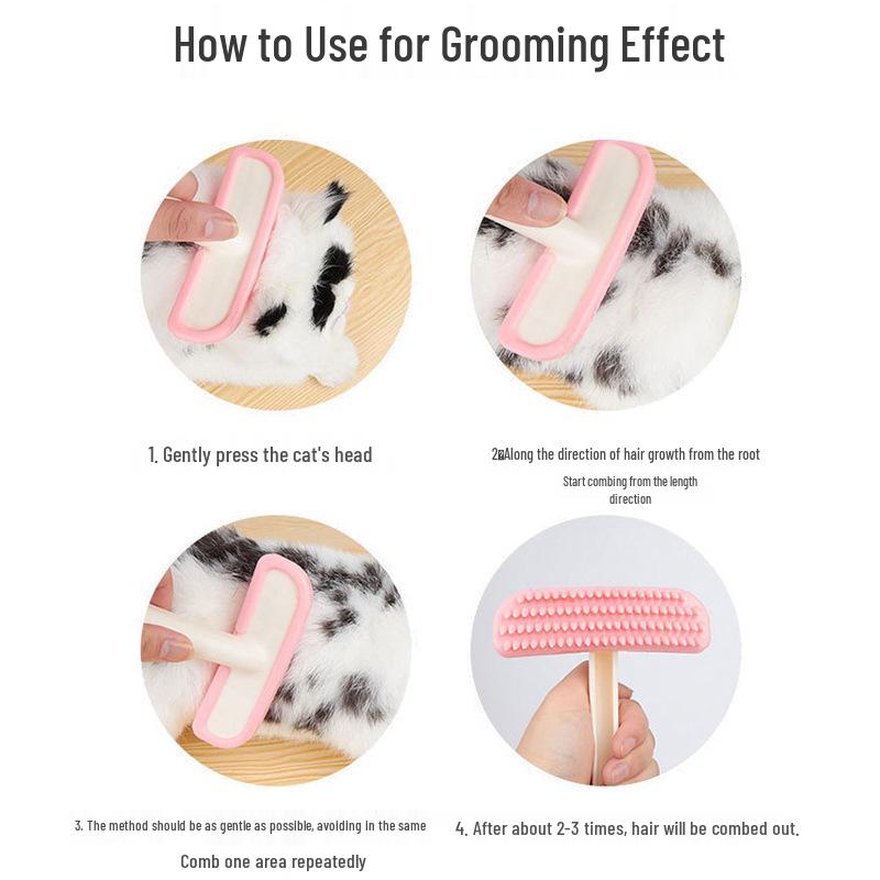 Silicone Soft Bristle Pet Deshedding & Massage Brush for Cats: Hair & Hairball Remover Comb