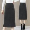 2025 Woolen High Waist A-Line Mid-Length Skirt for Women - Autumn/Winter Hip-Wrap Style