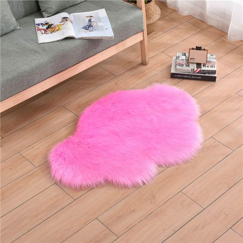 Faux Wool Cloud-Pattern Long Pile Rug for Living Room, Bedroom, and Bay Window