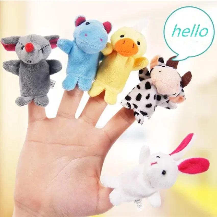 Cute Baby Toys Cartoon Animal Hand Finger Puppets Pretend Play Plush Dolls Parent-child Game Props for Kids Girls Funny Gift