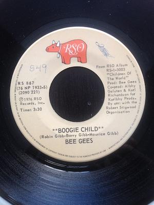 7inch Record BEE GEES - Boogie Child / Lovers RS867 RSO 1976 Canada Pop Used