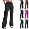 Pantaloni a zampa casual da donna a vita alta con coulisse e tasche, elastico in vita, gamba larga, vestibilità comoda