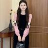 Elegant Black Velvet Patchwork Long Dress - Waist-Cinching, Autumn/Winter 2025 Style